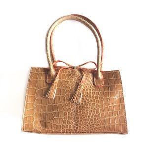 Liz Claiborne NWOT tan snakeskin bag with tassels